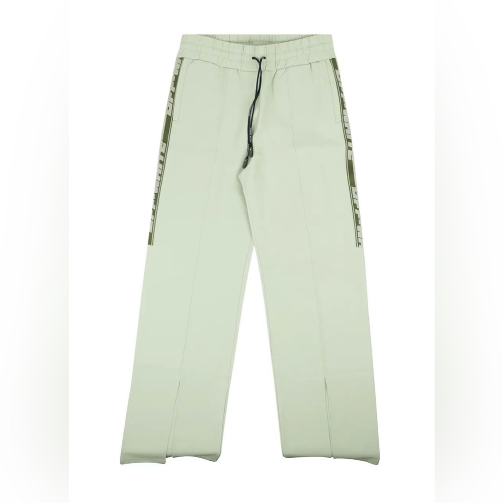 Off-White Brand Side Tape Logo Front Slit Track Pants Mint Green Small View 4